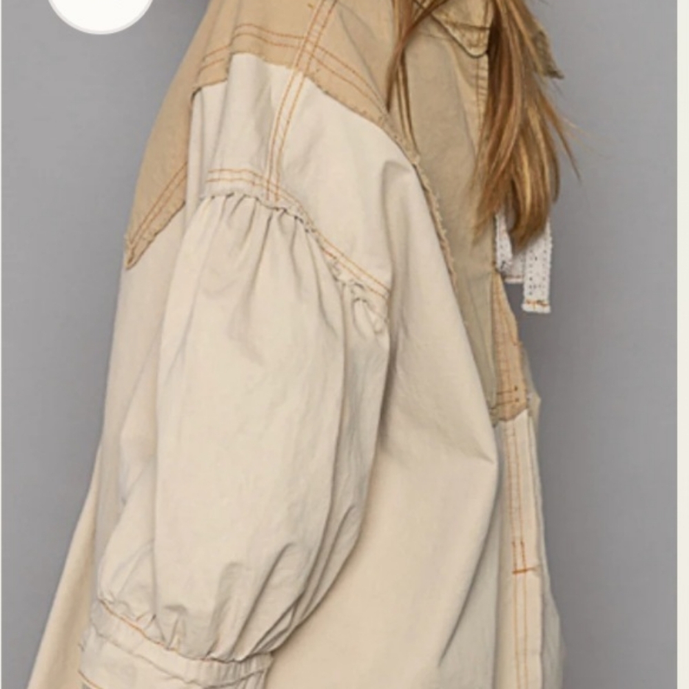 Pol Split Back W/Tie V-Neck Collared Button-Up Tw… - image 3